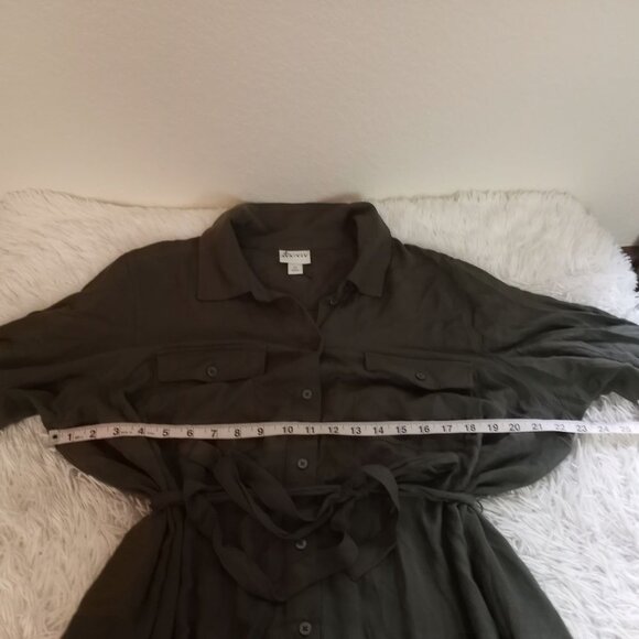 Ava & Viv khaki shirt dress size 2x Waist Ties - Picture 7 of 7
